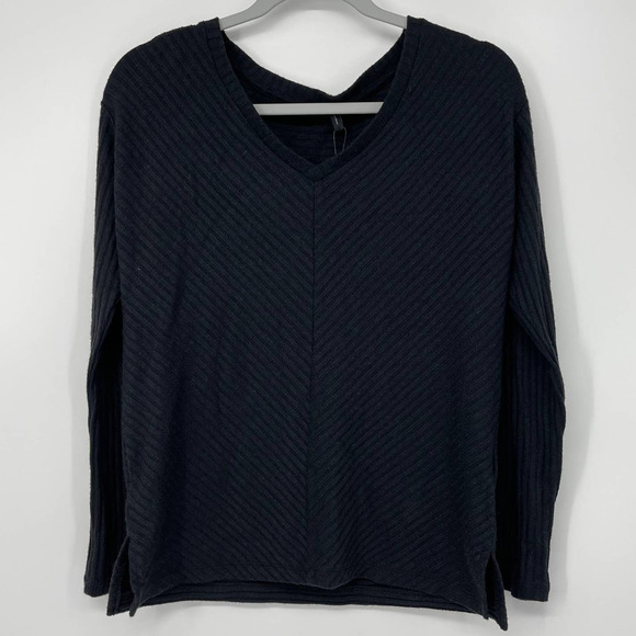THEORY NEW WITH TAGS TRUE BLACK RIBBED SUPER SOFT LIGHTWEIGHT SWEATER SIZE XS